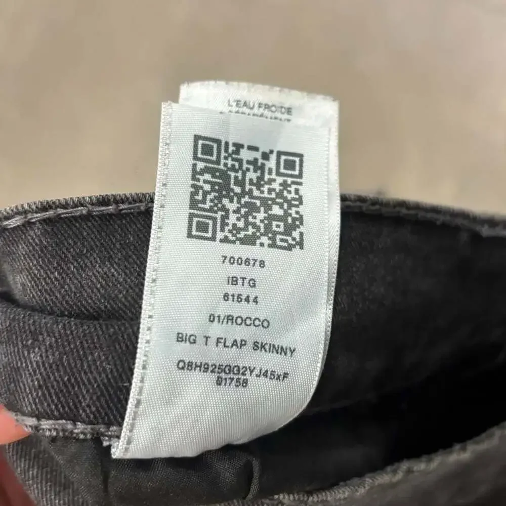 True Religion Rocco Relaxed Skinny Jeans Washed Coal Grey W36